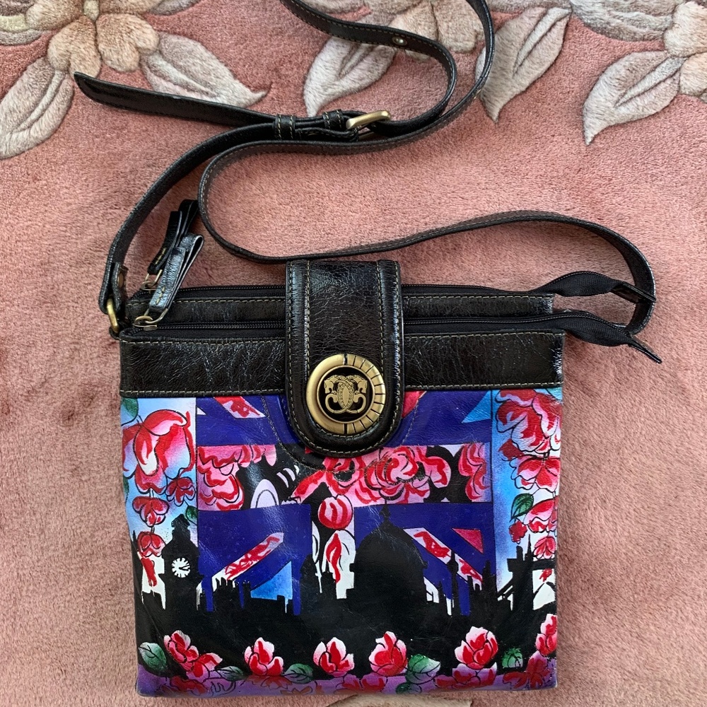 Sharif Leather Crossbody Organizer Hand Painted